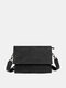 Menico Men Artificial Leather Casual Large Capacity Waterproof Messenger Bag Thin Crossbody Bag - Black