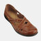 Large Size Hook Loop Hollow Out Slip On Casual Flat Shoes - Brown