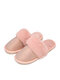 Women's Large Size Solid Color Rhinestone House Furry Slippers - Pink
