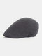 Unisex Cotton Linen Solid Color Retro Casual British Forward Hat Berets - Black