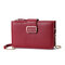 Women Multi-layer Rectangle Phone Bag Solid Chain Crossbody Bag - Wine Red