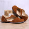 Large Size Women Comfy Suede Closed Toe Open Side Buckle Flats - Brown