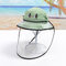 Cute Cartoon Children's Dust Fisherman Hat Removable Face Screen  - Green