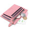 Women Genuine Leather Slim Card Holder 10  Card Slots Coin Purse - Pink