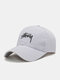 Unisex Cotton Letter Embroidery Dome Adjustable Simple Outdoor Sunshade Baseball Cap - White