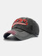 Unisex Washed Cotton Patchwork Contrast Color Letter Embroidery Retro Baseball Cap - Gray