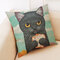 Cute Gato Patrón Funda de almohada de lino de algodón Cojín de sofá Coche Funda de almohada - yo