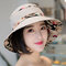Women Summer Cotton Bucket Hat With Flower Pattern Casual Sunshade Breathable Beach Hat - Khaki