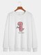 Lässige Pullover-Sweatshirts für Herren mit Cartoon-Dinosaurier-Aufdruck und Rundhalsausschnitt - Weiß