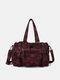 Vintage Large Capacity Crossbody Bag Soft Leather Multi-Pockets Waterproof Handbag Tote - Red