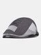 Men Cotton Mesh Breathable Casual Sunshade Beret Flat Hat Forward Hat - Dark Gray