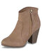 Plus Size Women Fashion Casual Side-zip High Heel Boots - Brown