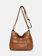 Women Vintage Anti-theft Multi-pocket PU Leather Crossbody Bag Shoulder Bag - Yellow