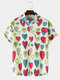 Mens Colorful Heart Graphics Lapel Street Short Sleeve Shirts - Apricot