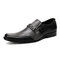 Men Stylish Color Blocking Square Toe Slip On Business Formal Dress Shoes - Grey