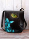 Women Cat Leaves Pattern Crossbody Bag Shoulder Bag - Black