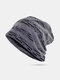 Unisex Cotton Geometric Striped Horizontal Broken Hole Double-layer Breathable Fashion Brimless Beanie Hat - Dark Gray