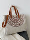 Ethnic Style Canvas Large Capacity Tote Natural Cotton Linen Crossbody Bag Multi-carry Handbag Shoulder Bag - Brown