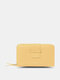 محفظة نسائية من الجلد الصناعي بسحاب بسيط مع فتحة بطاقة متعددة بطاقة حامل صغير - الأصفر