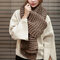 Women Winter Solid Colors Rough Knitted Scarves Outdoor Thick Warm Soft Scarf Shawl - Khaki