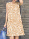 Damen-Pullover mit abstraktem Print, Rundhalsausschnitt, lässig, ärmellos, Kleid - Aprikose