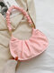 Women Nylon Fashion Solid Color Handbag Crossbody Bag - Pink