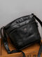 Women Vintage PU Leather Multi-pocket Crossbody Bag Shoulder Bag - Black