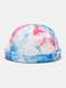 Unisex Velvet Tie-dye Contrast Color Fashion Brimless Beanie Landlord Cap Skull Cap - #03