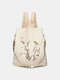 Women Multi-carry Embroidered Anti -theft Waterproof Travel Backpack Crossbody Bag - Khaki