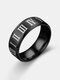 1 Pcs Retro Simple Roman Numeral Titanium Steel Couple Rings Men's Rings - Black