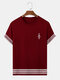 Mens Argyle Geo Trim Print Casual Short Sleeve T-Shirts - Red
