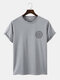 Mens Geometric Circle Chest Print Daily Short Sleeve T-Shirts - Gray