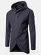 Mens Hooded Mid-long Irregular Hem Single Breasted Casual Business Trench Coats - Grey