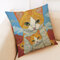 Cute Gato Patrón Funda de almohada de lino de algodón Cojín de sofá Coche Funda de almohada - GRAMO