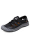 Men Hand Stitching Outdoor Toe Protective Hiking Water Sandals - Black
