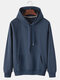 Mens Solid Color Cotton Casual Loose Drawstring Hoodies With Kangaroo Pocket - Blue