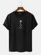 Mens Character Letter Print Crew Neck Daily Short Sleeve T-Shirts - Black