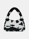 Women Plush Fluffy Cow Zebra Shoulder Bag Handbag - 02