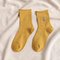 Curling Tube Socks Ladies Cartoon Embroidery Cat Stockings Cotton Solid Color Sports Socks - yellow.