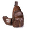 Ekphero Vintage Genuine Leather Large Capacity Travel Chest Bag Crossbody Bag For Men - Coffee