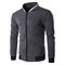 Mens Stand Collar Zipper Up Design Sweatshirts Diamond Shape Patchwork Baseball Jacket - Dark Gray