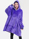 Damen Flanell Fleece gefütterte warme übergroße verdicken tragbare Decke Kapuzenpullover Home Sweatshirt mit Beuteltasche - lila