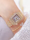 2 Pcs/Set Alloy Women Business Watch Decorated Pointer Quartz Watch Bracelet Thanksgiving Christmas Gift - Gold