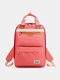 Women Nylon Fashion Large Capacity Waterproof Color Matching Backpack - Watermelon Red