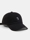 Unisex Cotton Solid Color Simple Strokes Figure Embroidery All-match Sunshade Baseball Cap - Black
