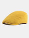Men Cotton Solid Color Outdoor Leisure Wild Forward Hat Flat Cap - Yellow