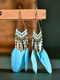 Alloy Feather Bohemia Fringed Feather Earrings Long For Women - Light Blue