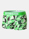 Men Geometric Pattern Letter Contrast Strench Band Comfy Boxers Briefs - Green