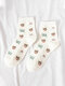 5 Pairs Women Cotton Jacquard Cartoon Little Bear Lattice Patterns Fashion Breathable Socks - #05