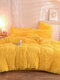 4Pcs AB Sided Plain Color Crystal Velvet Comfy Bedding Duvet Cover Set Pillowcase Adults Bed Duvet Set - Yellow